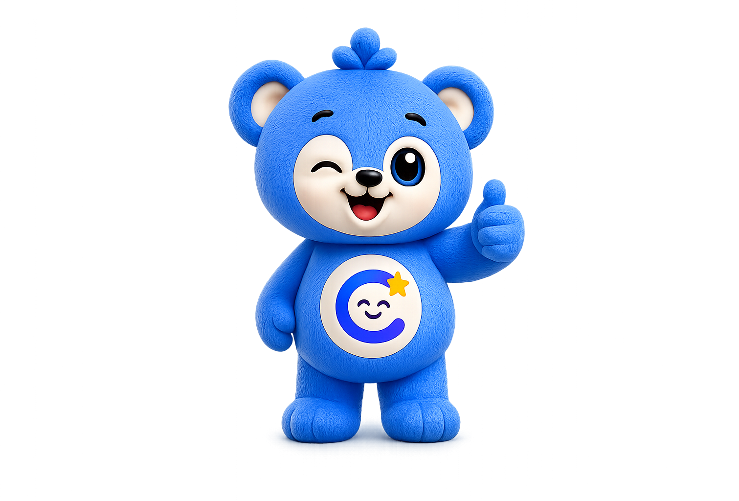 Cubi, the Chores & Co bear mascot, giving a thumbs up